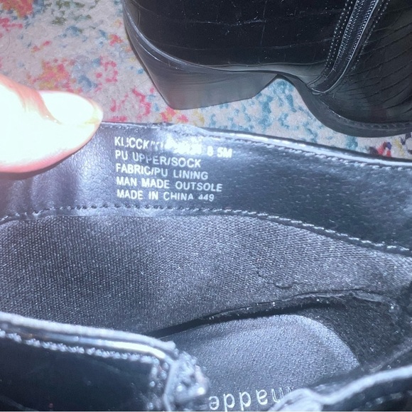 MADDEN GIRL Klicck Black Patent Leather Croc Ankle Boots Booties Sz 8.5 - Picture 5 of 6